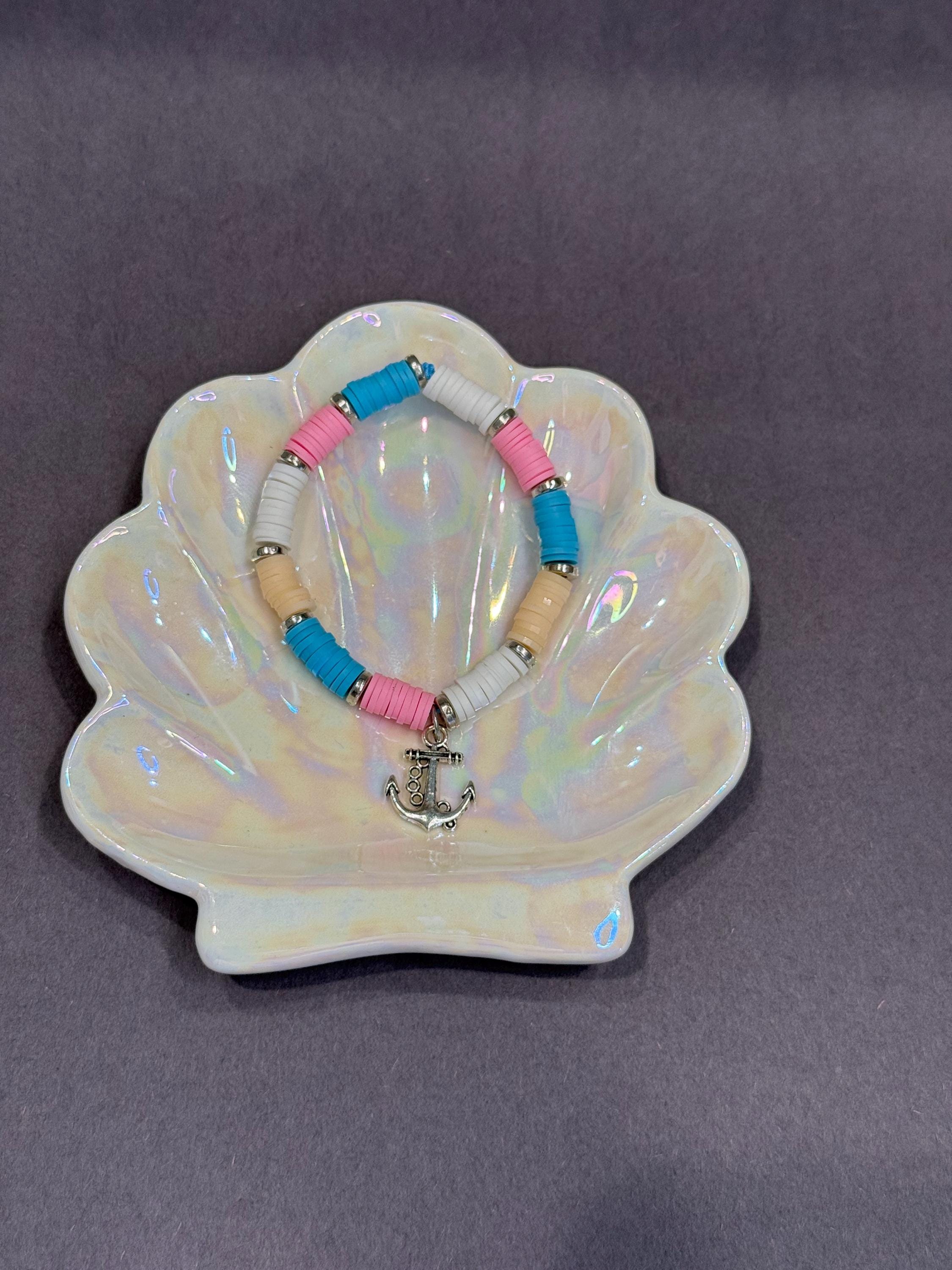 anchor down clay bead bracelet