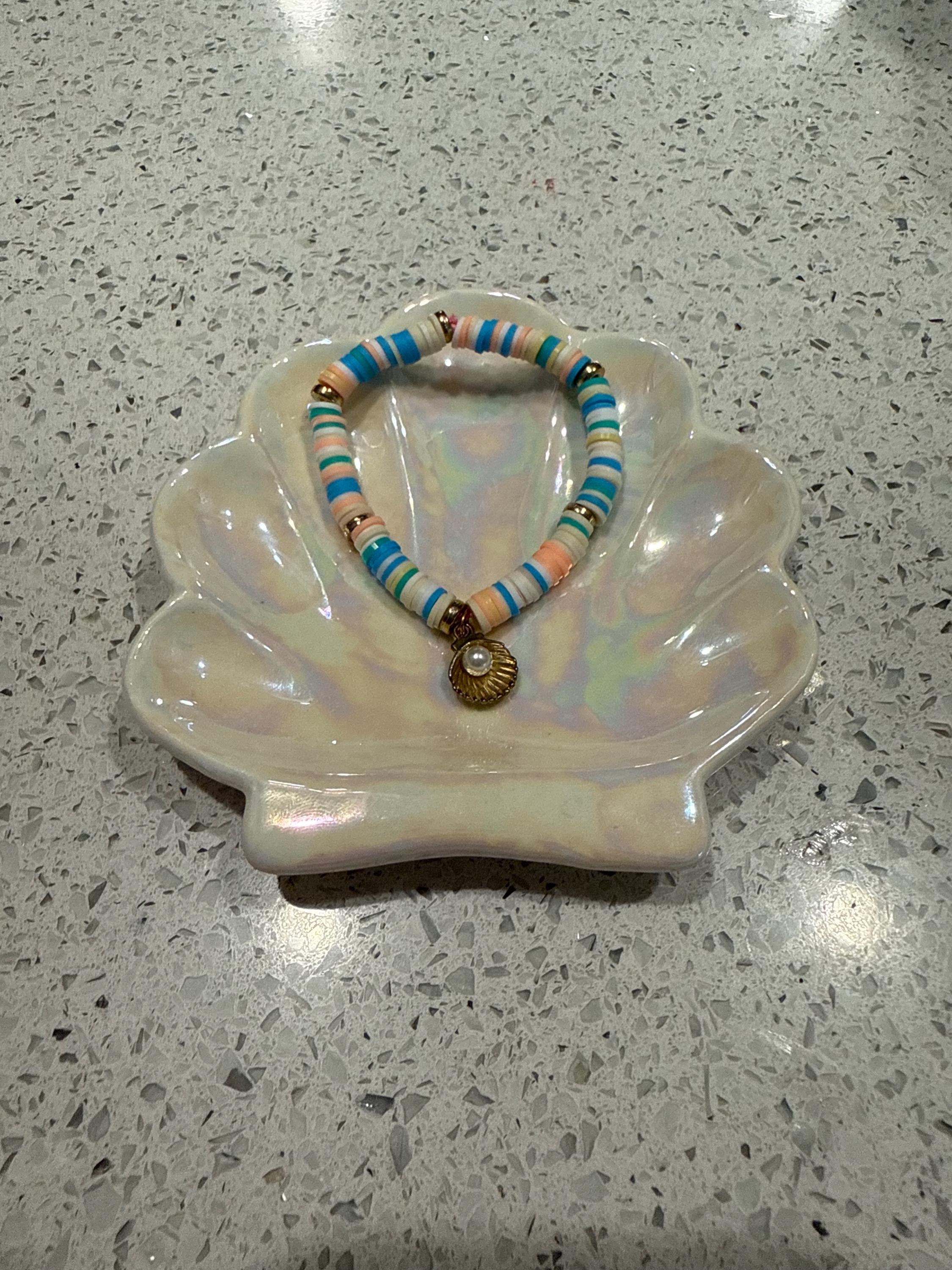 beach oyster clay beaded bracelet