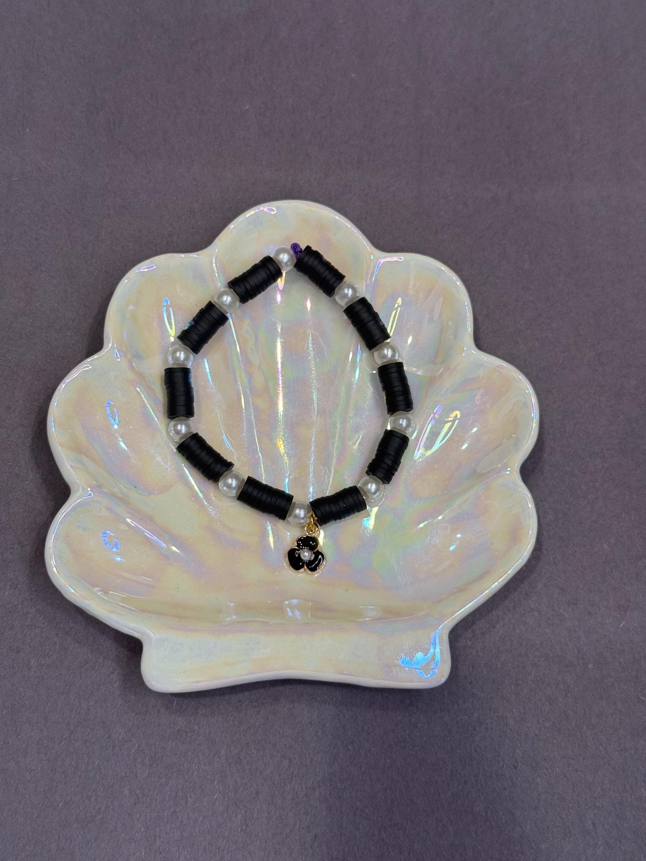 black pearl clay bead bracelet