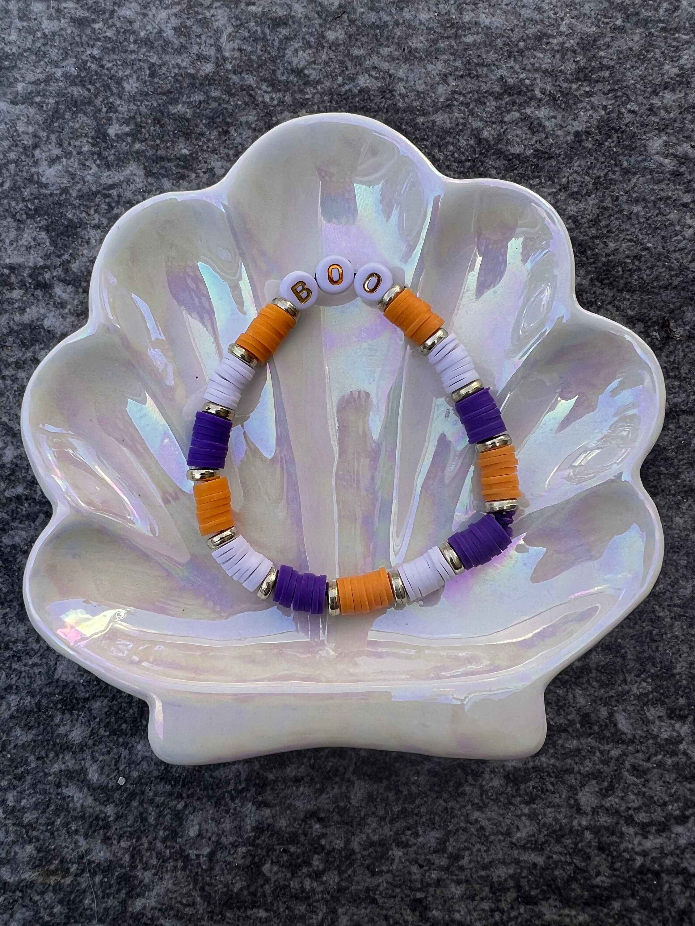 Boo clay bead bracelet