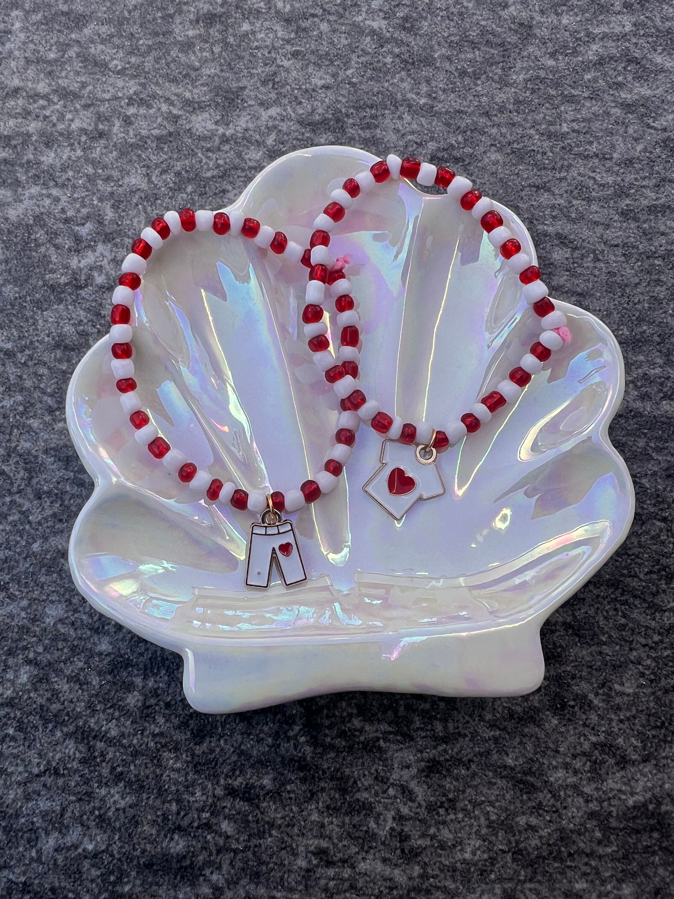 Heart pants and shirt beaded bracelet set