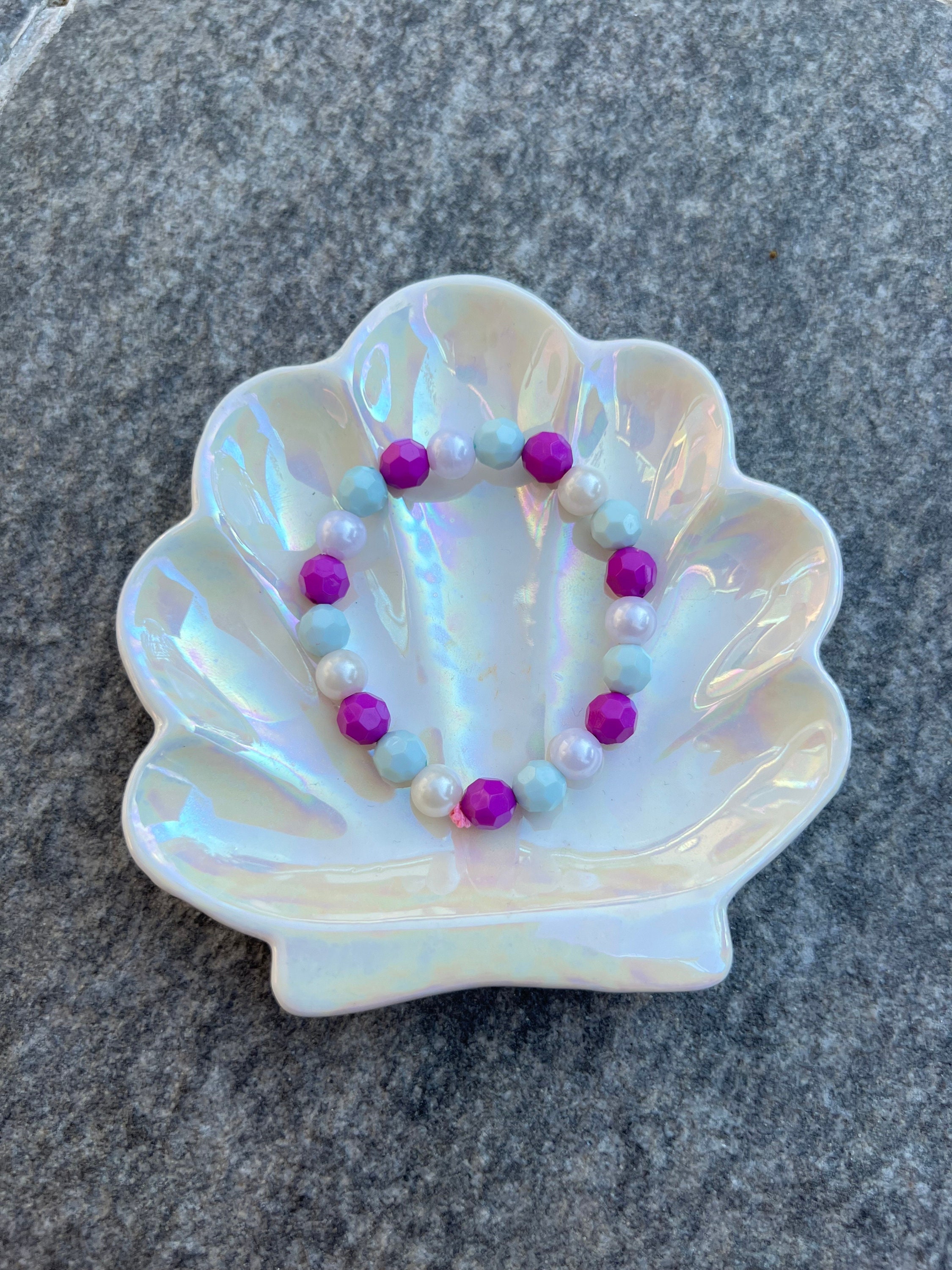 pearl purple mint beaded bracelet