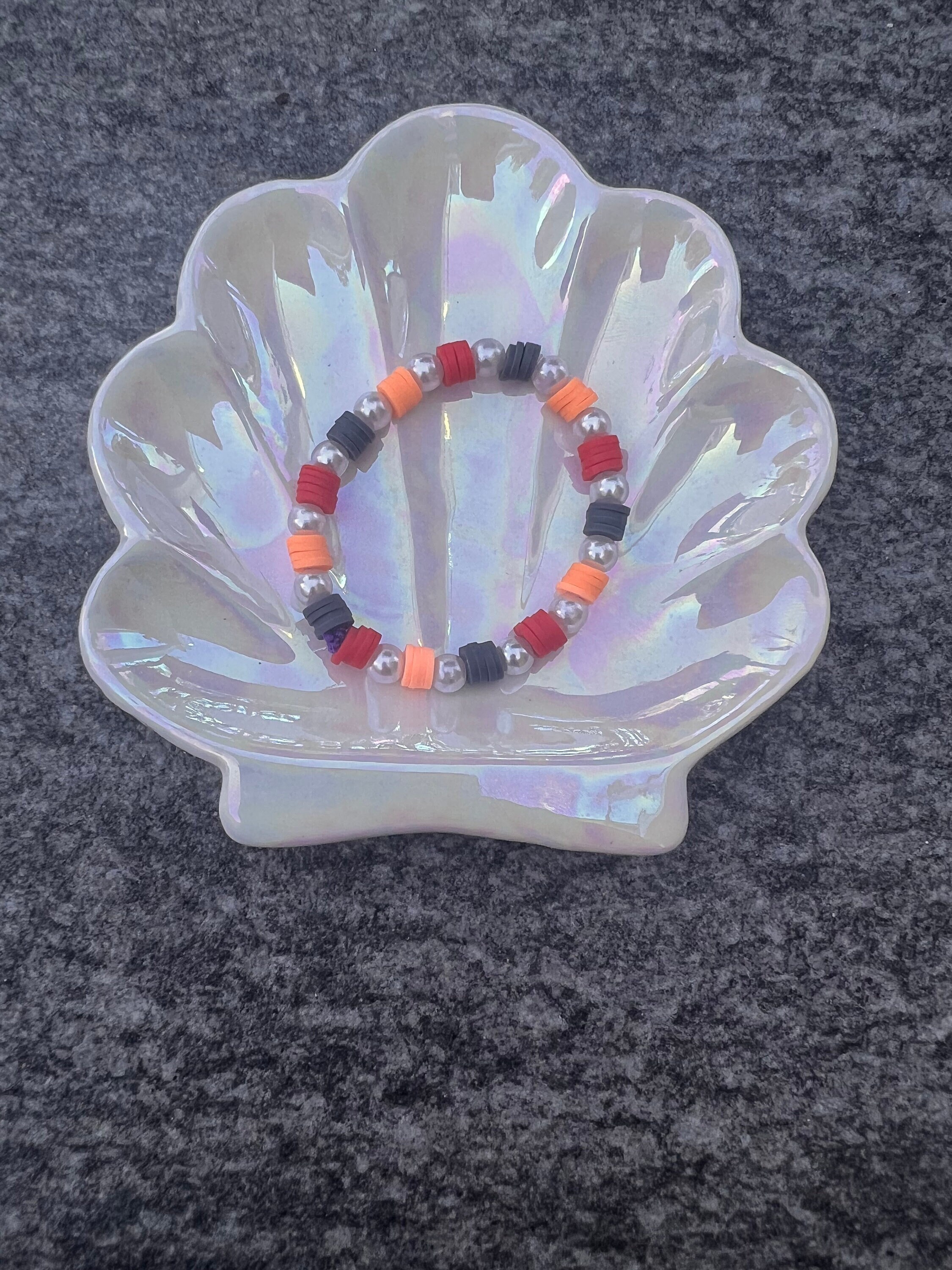 Pearls of Halloween clay bead bracelet