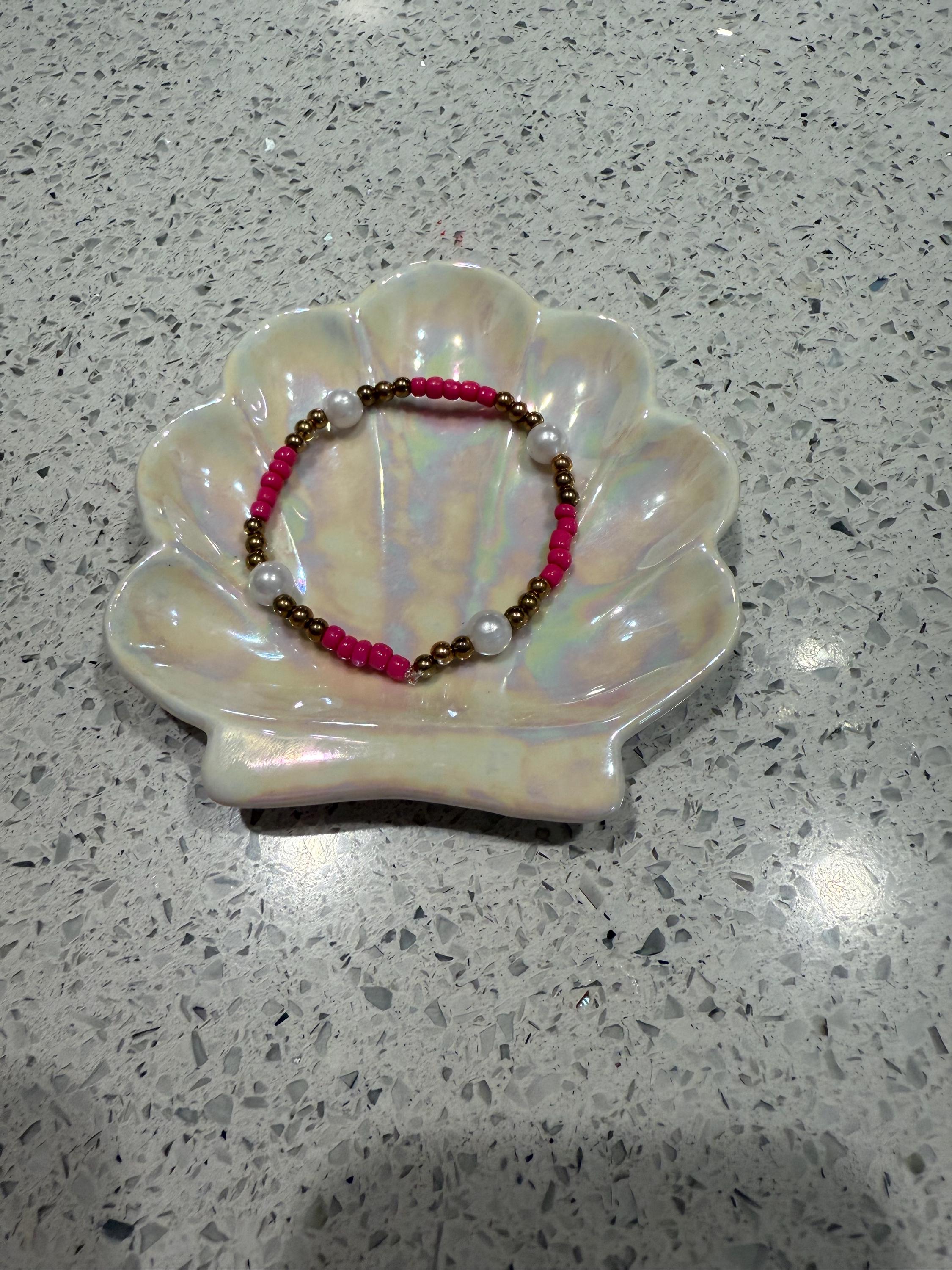 pink golden beaded bracelet