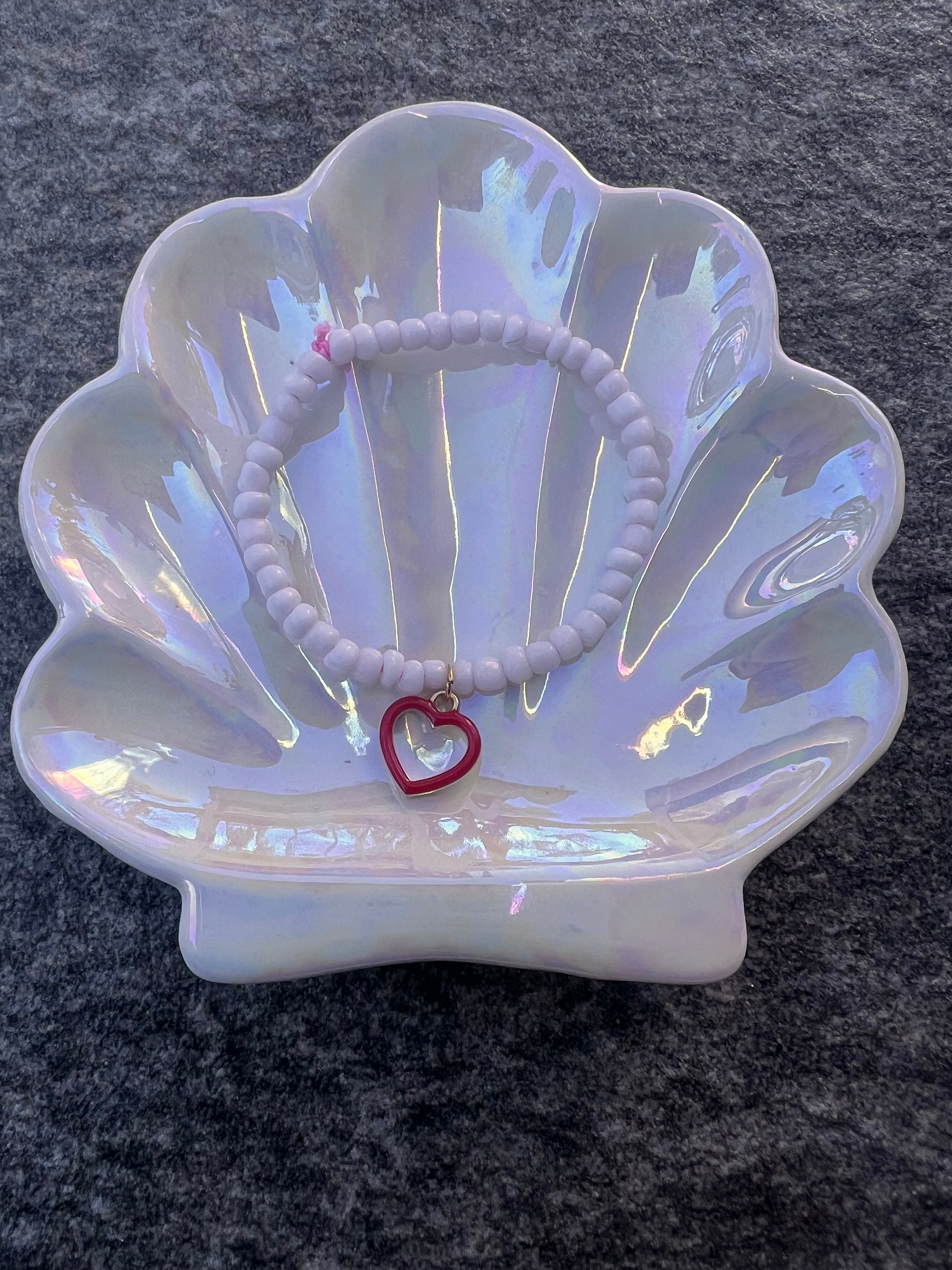 Red heart beaded bracelet